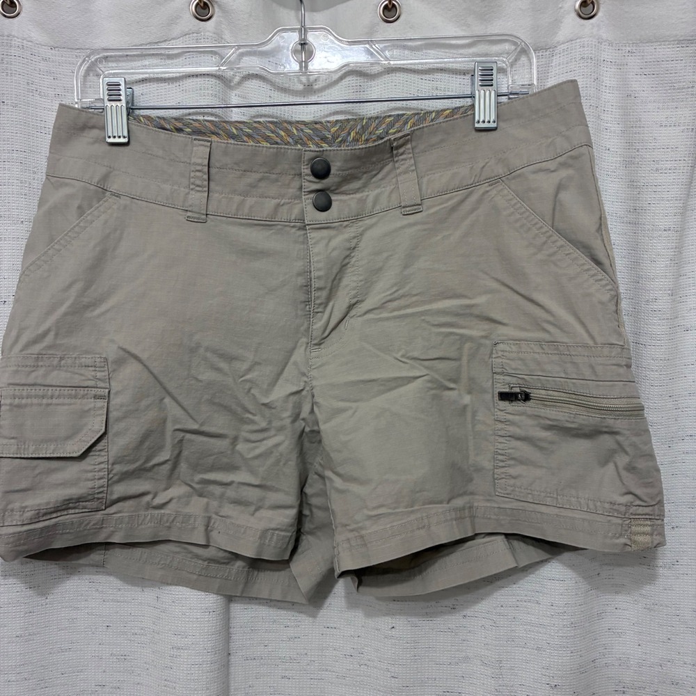 Columbia Women 8W Tan Omni-Shade Cargo Hiking Shorts Khaki Stretch Ripstop